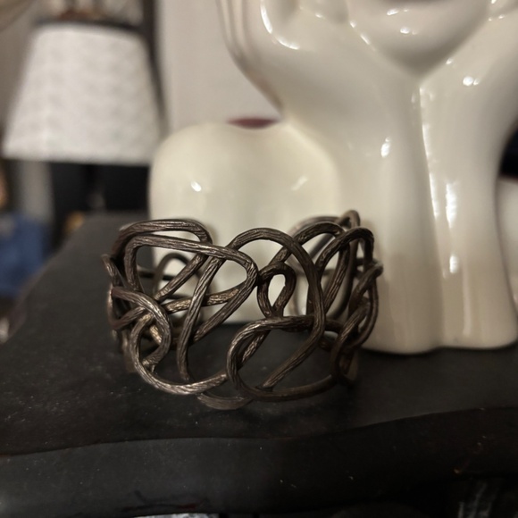 Vintage Silver Cuff Bracelet Retro abstract Glam - Picture 6 of 7